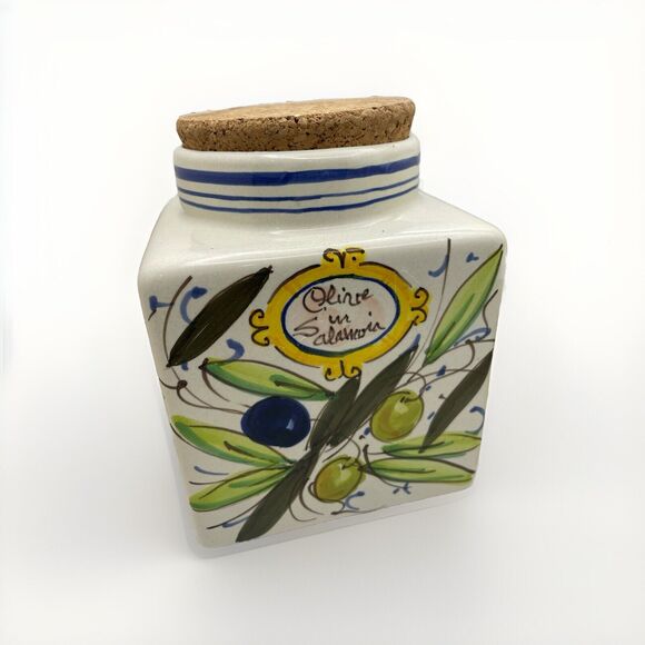 Vintage Italian Ceramic Canisters D'Arna Perugia With Cork Lids Set Of 4 - Picture 5 of 15